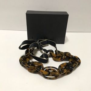 J. Crew Brown Tortoise Print Chainlink Necklace